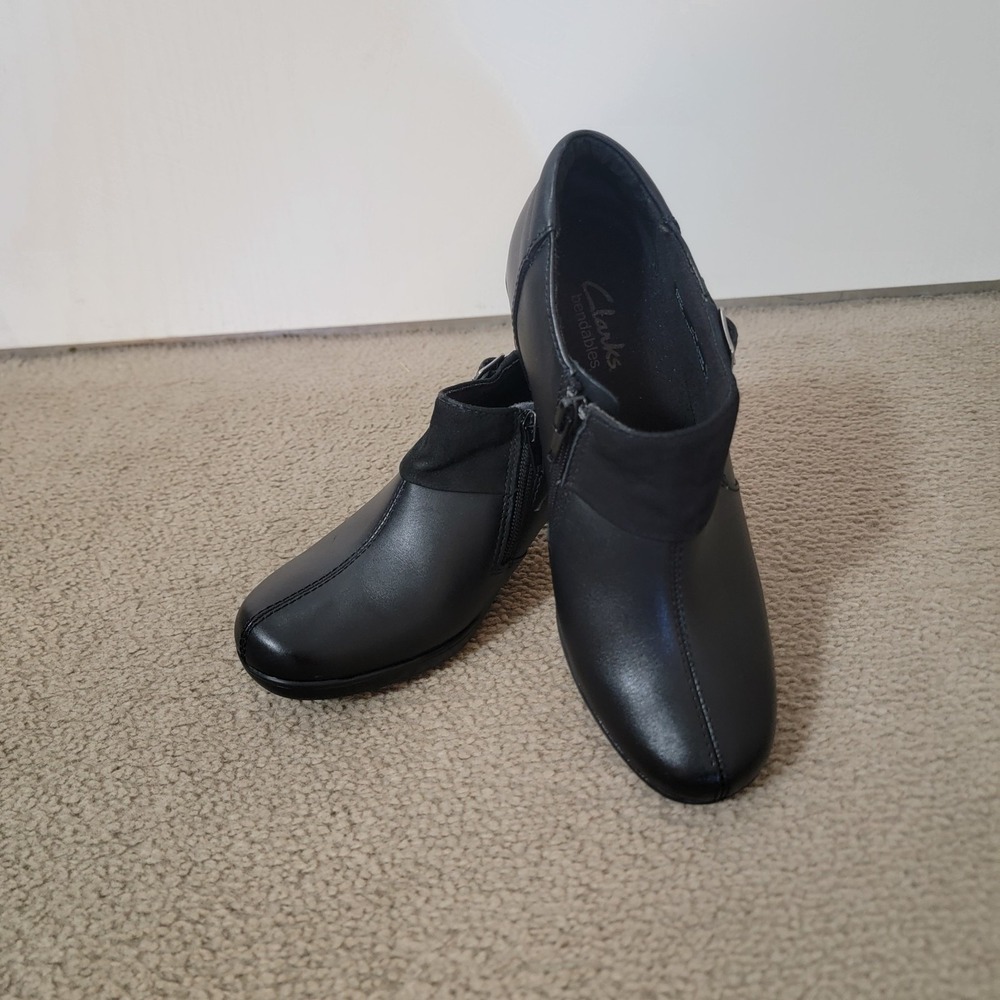Clarks Bendables Womens Shoes Chunk Heel Leather Size 6